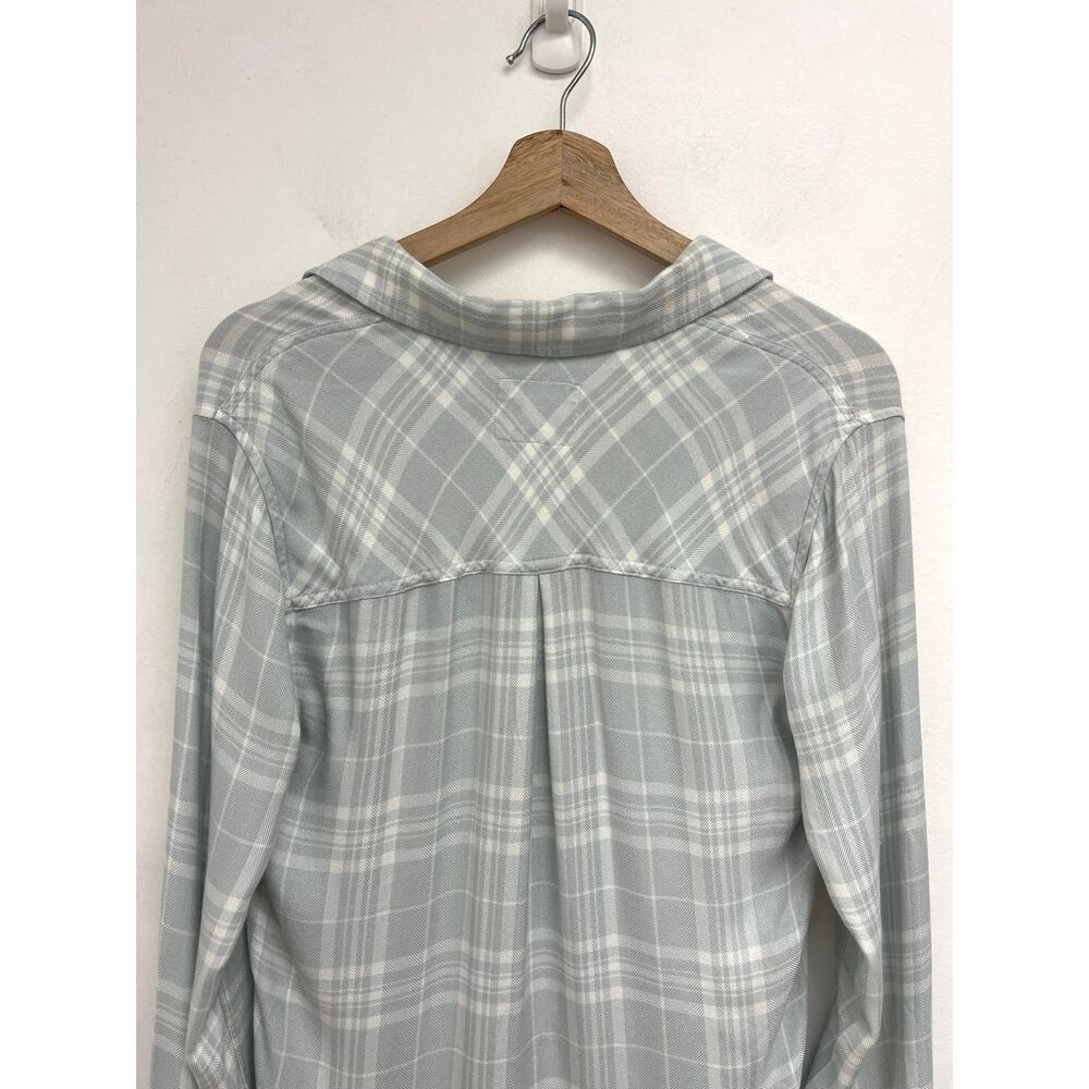 NWOT Rails Hunter Flannel Pastel Plaid Soft Rayon Button-Down Shirt Seafoam XS - Picture 6 of 12